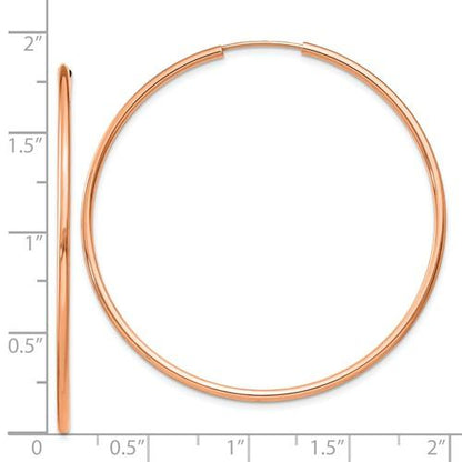 14k rose gold classic endless round hoop earrings 44mm x 1.5mm