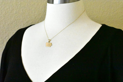 14k gold or sterling silver iowa ia state map pendant charm personalized monogram