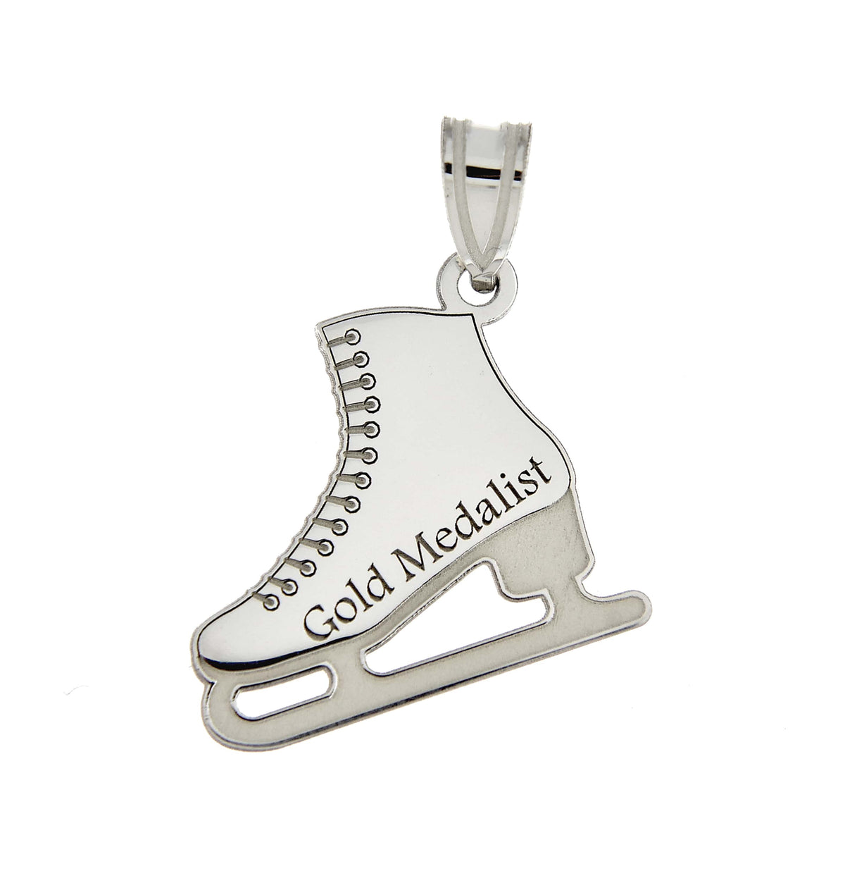 14k gold sterling silver ice skating skates disc pendant charm custom made engraved personalized