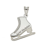 Afbeelding in Gallery-weergave laden, 14k Gold Sterling Silver Ice Skating Skates Disc Pendant Charm Custom Made Engraved Personalized
