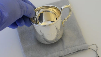 Sterling Silver Baby or Child Beaded Cup Heirloom Gift Engraved Personalized Monogram