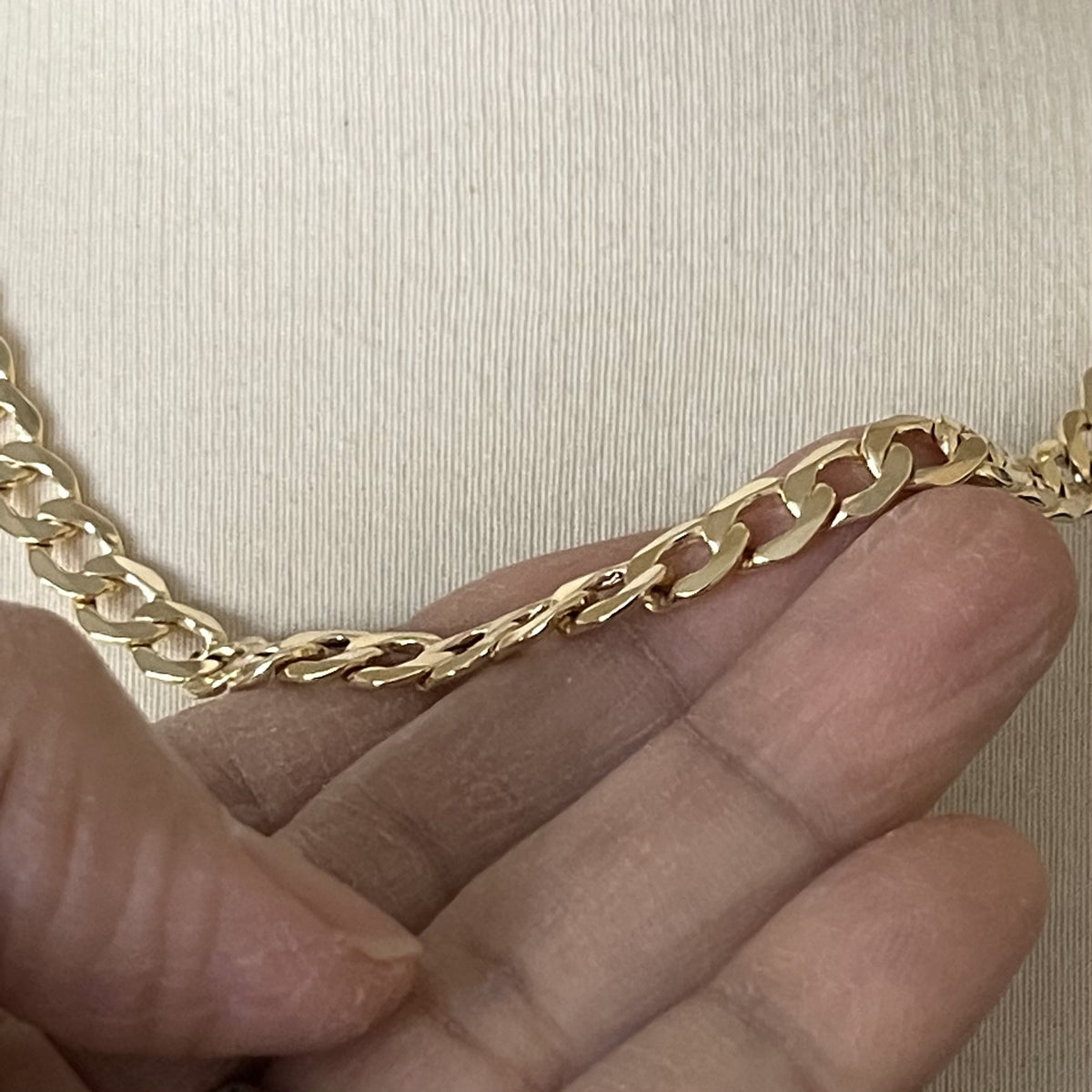 14k yellow gold 7mm curb link bracelet anklet choker necklace pendant chain
