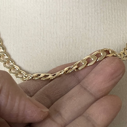 14k yellow gold 7mm curb link bracelet anklet choker necklace pendant chain