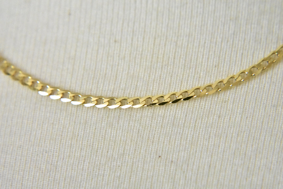 14k yellow gold 2.2mm beveled curb link bracelet anklet choker necklace pendant chain