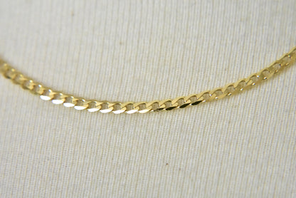 14k yellow gold 2.2mm beveled curb link bracelet anklet choker necklace pendant chain
