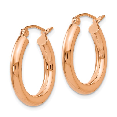 14k rose gold classic round hoop earrings 19mm x 3mm
