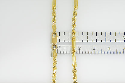 14k yellow gold 3mm diamond cut milano rope bracelet anklet necklace pendant chain