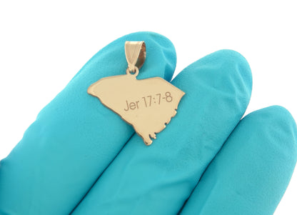 14k gold or sterling silver south carolina sc state map pendant charm personalized monogram