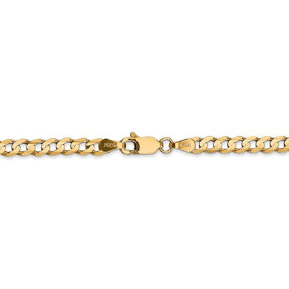 14k yellow gold 3.8mm open concave curb bracelet anklet choker necklace pendant chain