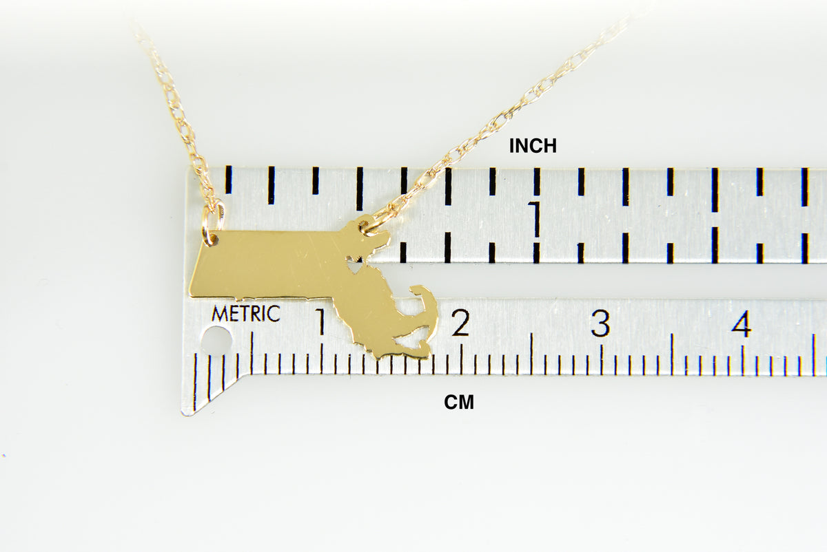 14k gold 10k gold silver massachusetts state map necklace heart personalized city