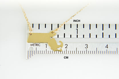 14k gold 10k gold silver massachusetts state map necklace heart personalized city