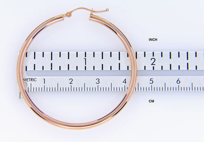 14k rose gold classic round hoop earrings 44mm x 2.5mm