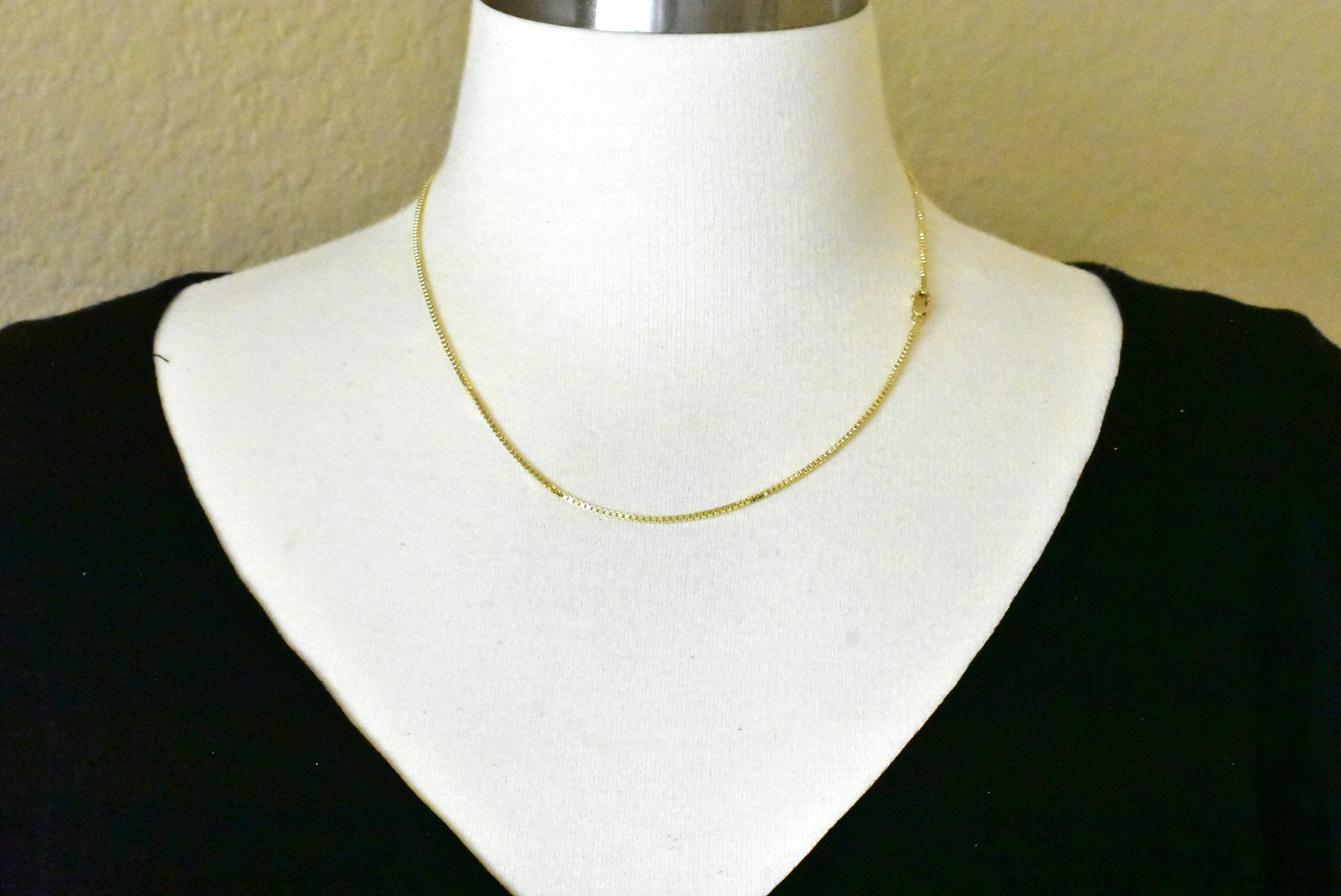 14K Yellow Gold 1.5 mm Polished Box Bracelet Anklet Choker Necklace Pendant Chain