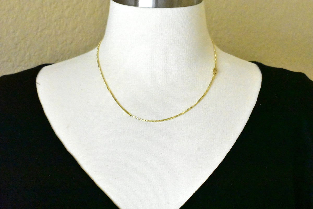 14k yellow gold 1.5 mm polished box bracelet anklet choker necklace pendant chain
