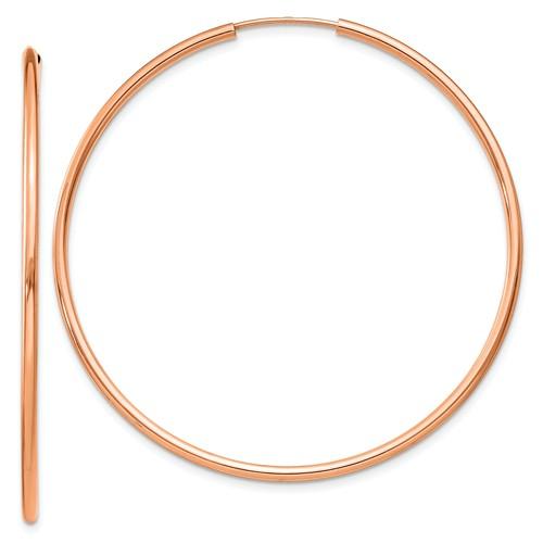 14k Rose Gold Classic Endless Round Hoop Earrings 44mm x 1.5mm