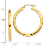 Load image into Gallery viewer, 14K Yellow Gold Square Tube Round Hoop Earrings 35mm x 3mm
