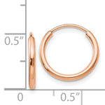 Load image into Gallery viewer, 14k Rose Gold Classic Endless Round Hoop Earrings 13mm x 1.5mm
