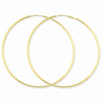 14k yellow gold large classic endless round hoop earrings 55mm x 1.5mm
