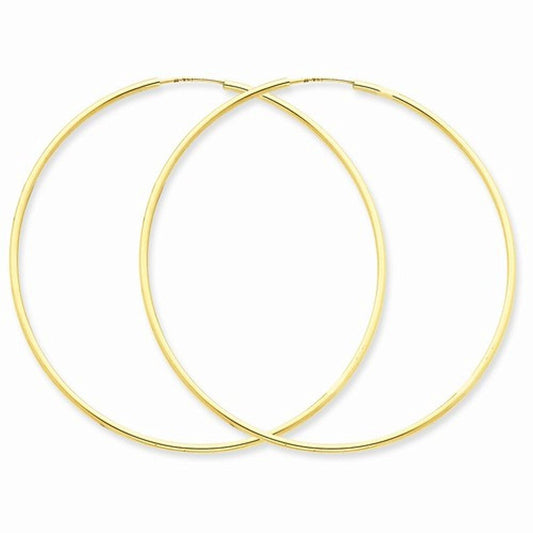 14k yellow gold large classic endless round hoop earrings 55mm x 1.5mm