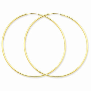 14k Yellow Gold Large Classic Endless Round Hoop Earrings 55mm x 1.5mm