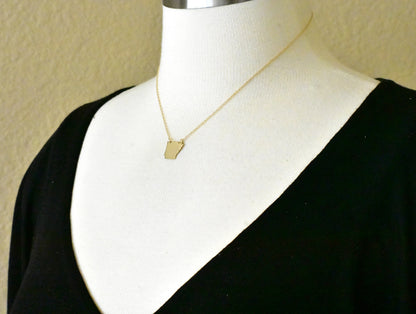 14k gold 10k gold silver arkansas state map necklace heart personalized city
