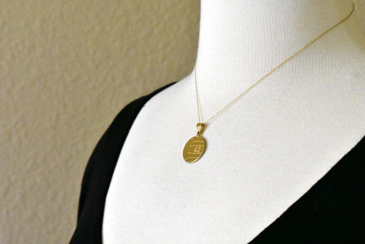 14k 10k gold sterling silver volleyball personalized engraved pendant