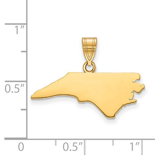 14k gold or sterling silver north carolina nc state map pendant charm personalized monogram