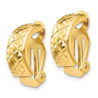 14k yellow gold non pierced clip on j hoop earrings