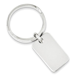 Engravable Sterling Silver Rectangle Key Holder Ring Keychain Personalized Engraved Monogram