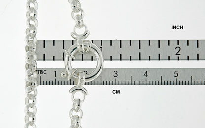 sterling silver 4mm fancy link rolo bracelet chain spring ring clasp 7 inches
