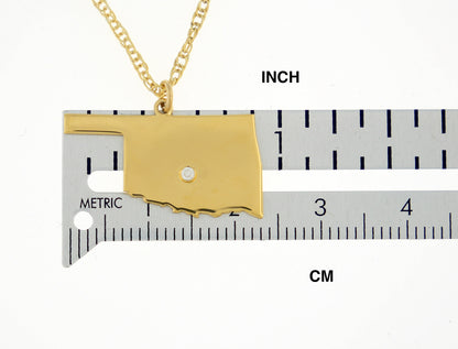 14k 10k yellow rose white gold diamond silver oklahoma ok state map personalized city necklace
