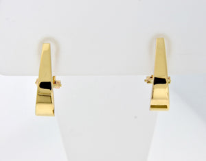 14k Yellow Gold J Hoop Tapered Omega Back Click In Earrings