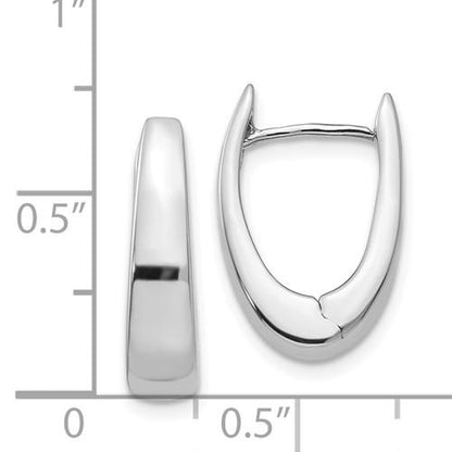 14k white gold classic huggie hinged hoop earrings 17mm x 11mm x 4mm