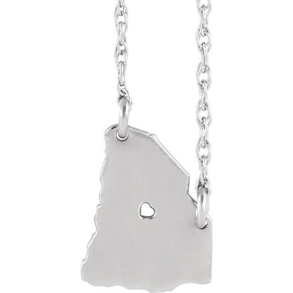 14k gold 10k gold silver south carolina sc state map necklace heart personalized city