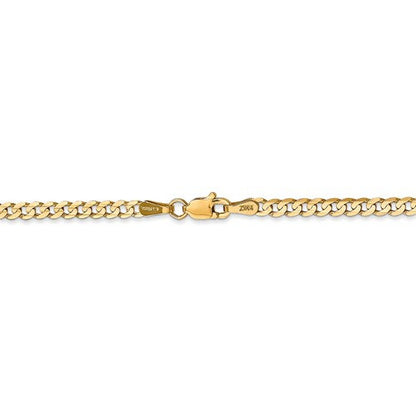 14k yellow gold 3mm open concave curb bracelet anklet choker necklace pendant chain