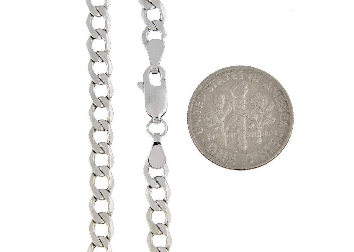 14k white gold 4.3mm curb bracelet anklet choker necklace pendant chain