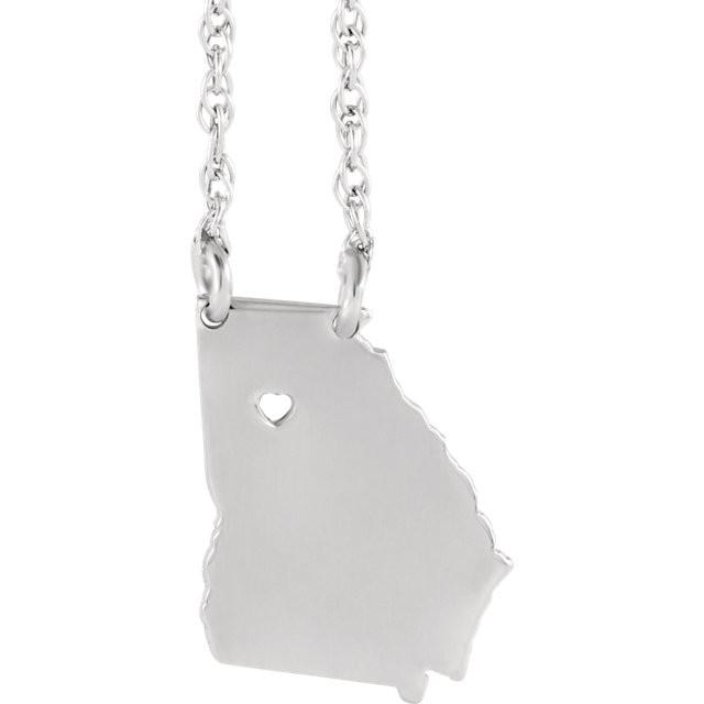 14k gold 10k gold silver georgia state map necklace heart personalized city