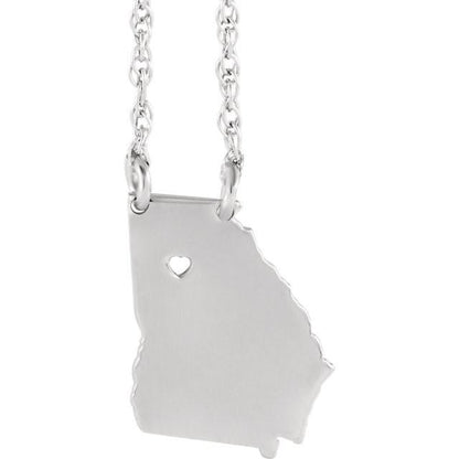 14k gold 10k gold silver georgia state map necklace heart personalized city