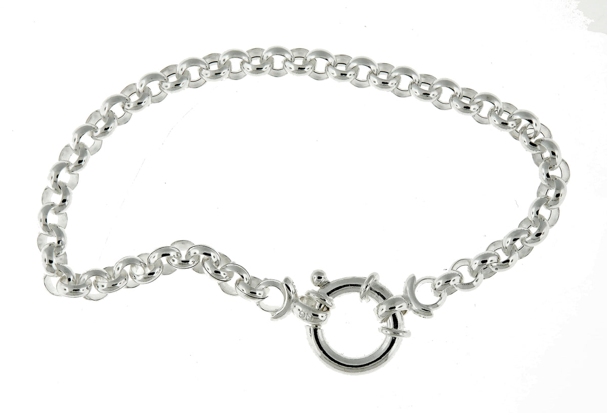 sterling silver 4mm fancy link rolo bracelet chain spring ring clasp 7 inches