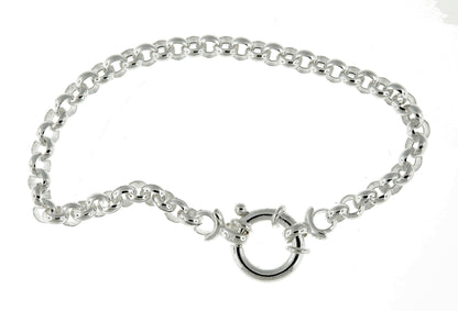 sterling silver 4mm fancy link rolo bracelet chain spring ring clasp 7 inches