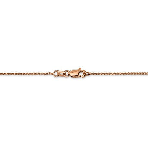 14k rose gold 1mm diamond cut wheat spiga choker necklace pendant chain lobster clasp