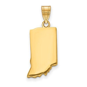 14k gold or sterling silver indiana in state map pendant charm personalized monogram