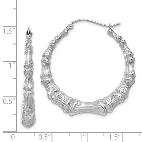 14k white gold bamboo hoop earrings 33mm