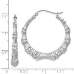 Load image into Gallery viewer, 14K White Gold Bamboo Hoop Earrings 33mm
