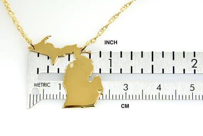14k gold 10k gold silver michigan mi state map necklace heart personalized city