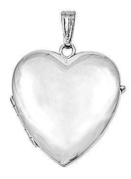 14K White Gold 20mm Heart Photo Locket Pendant Charm Personalized Monogram