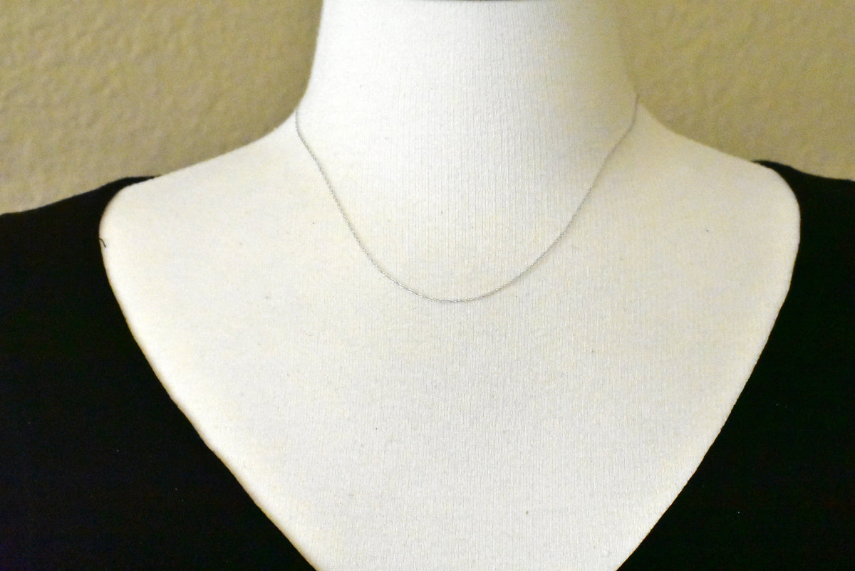 14k white gold 0.5mm thin cable rope necklace choker pendant chain
