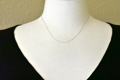 14k white gold 0.5mm thin cable rope necklace choker pendant chain