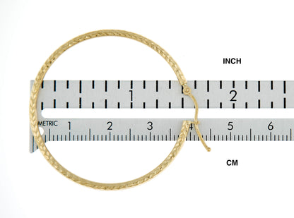 14k yellow gold diamond cut classic round hoop earrings 40mm x 2mm