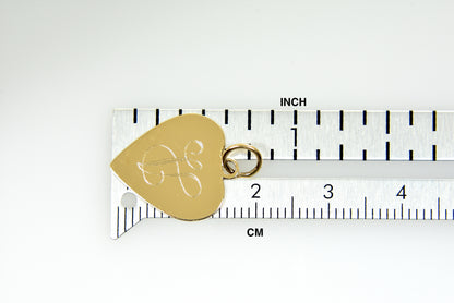 14k yellow gold 14mm heart disc pendant charm personalized monogram engraved